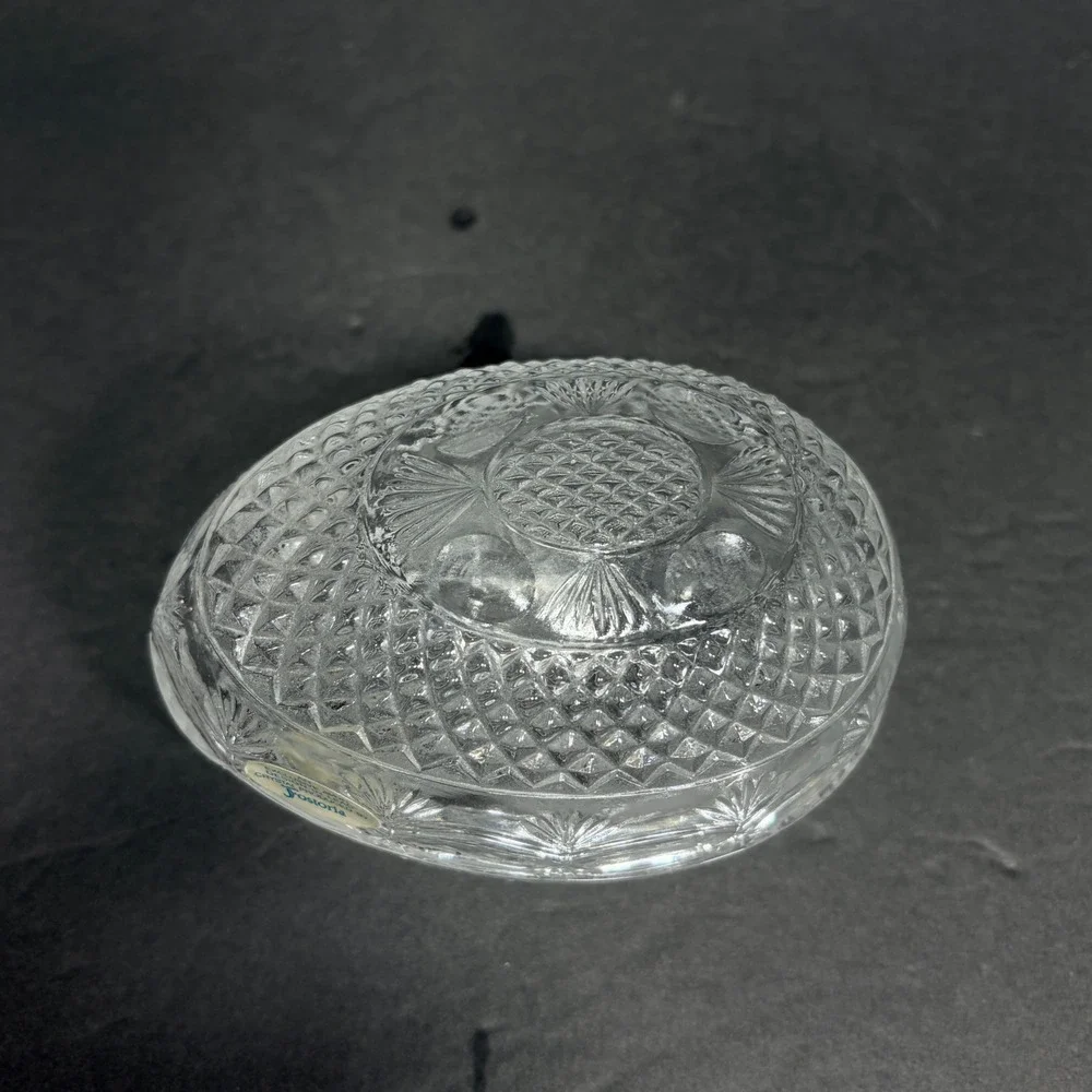 Avon Fostoria Glass Egg Soap Dish Mother's Day 1977 Collectible Orig Sticker
